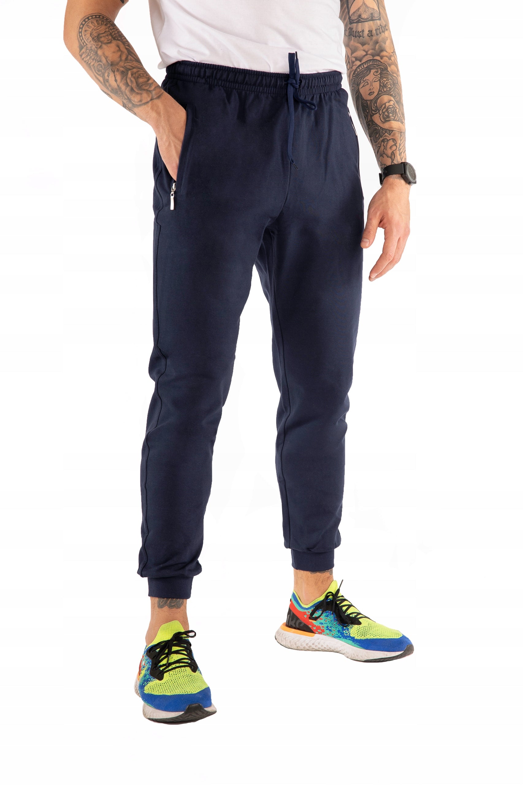 Spodnie męskie dresowe bawełniane wygodne POLSKI PRODUKT Żanklod Granatowe XXL