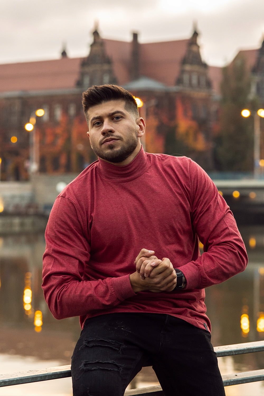 Golf męski bordowy melanż Arek