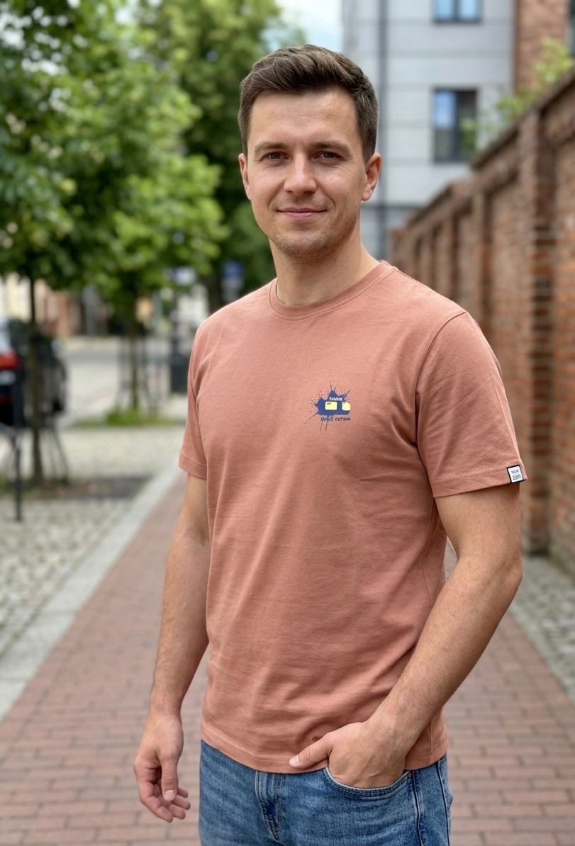 T-shirt męski łososiowy Argeus