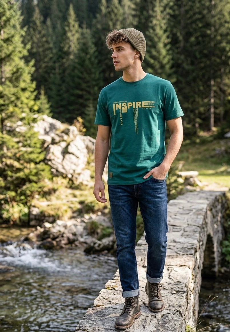 T-shirt męski butelkowa zieleń Olek