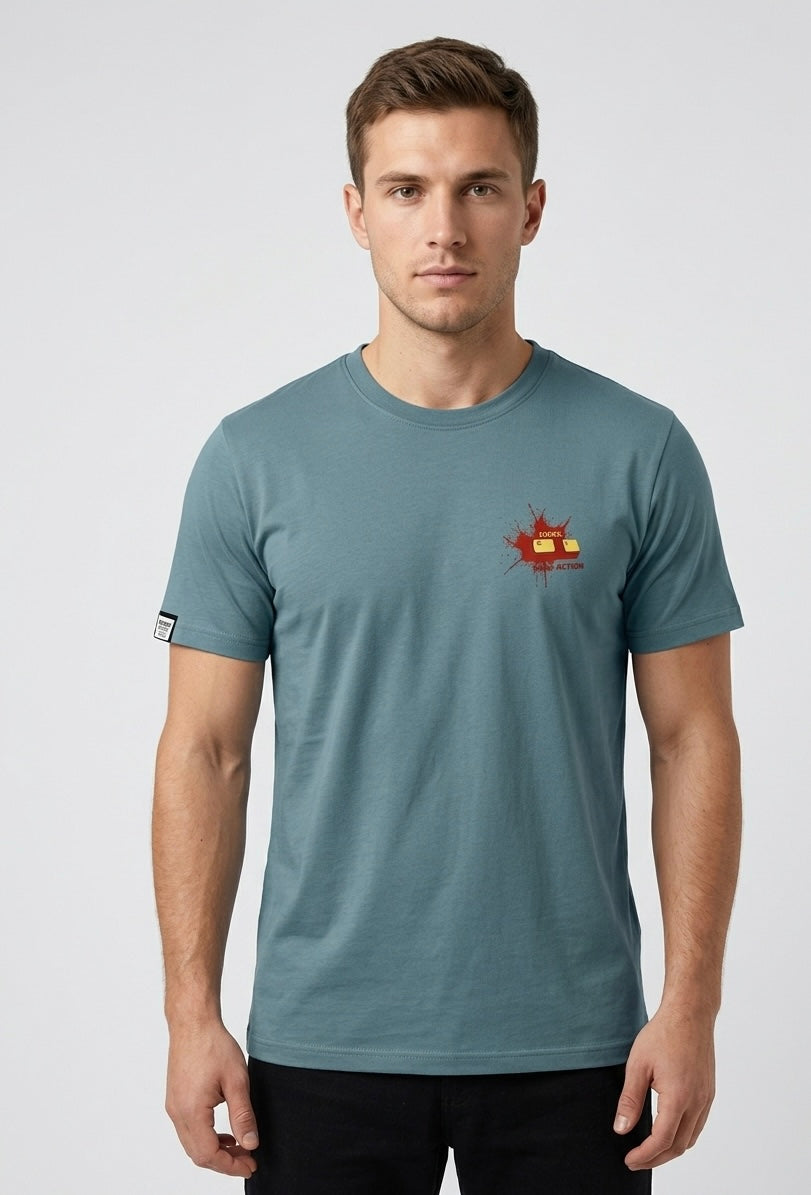 T-shirt męski  jeans-jasny niebieski Argeus