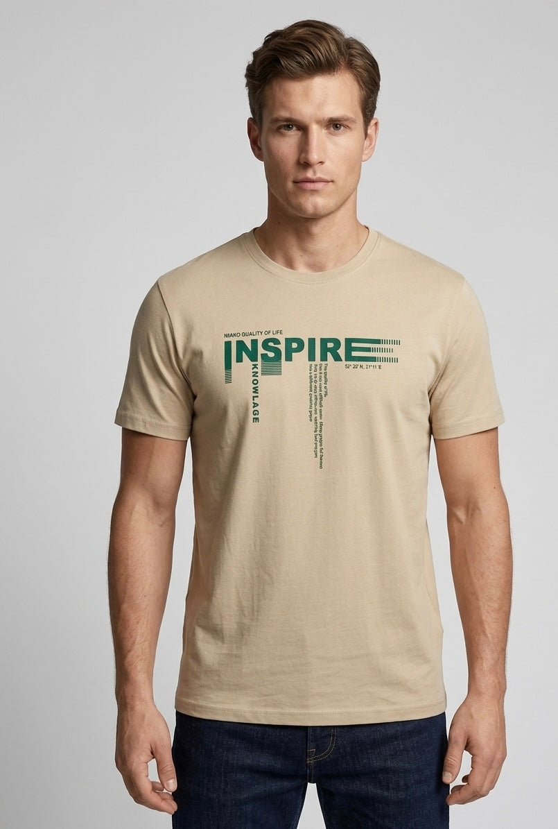 T-shirt męski beżowy Olek