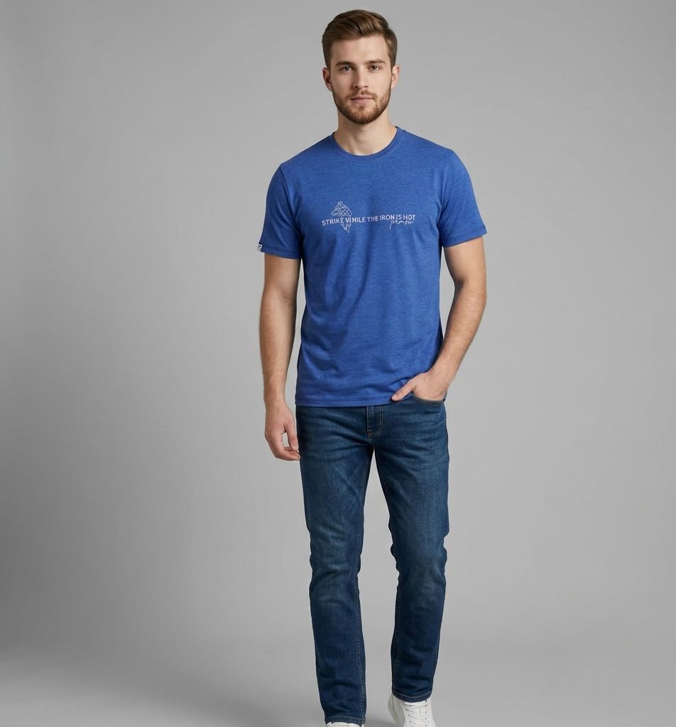 T-shirt męski niebieski Morgan