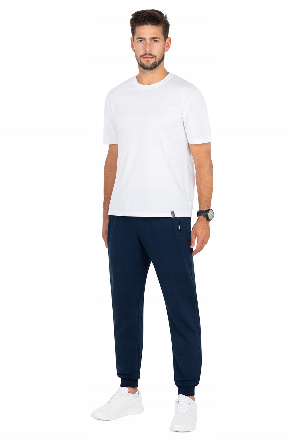 Spodnie męskie dresowe bawełniane wygodne POLSKI PRODUKT Żanklod Granatowe XL